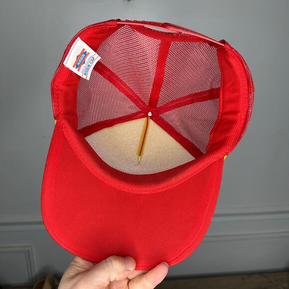 Vintage 1980s Coca-Cola Classic Scrambled Eggs Embroidered Red Trucker Hat - Picture 8 of 12